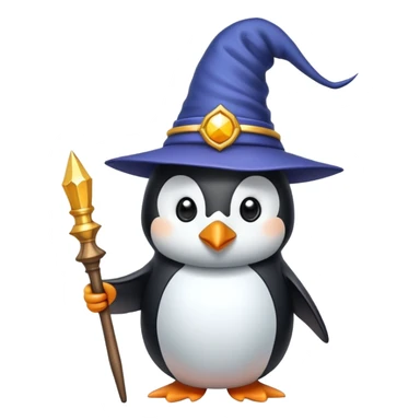 penguin wizard with wand and hat sticker