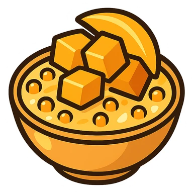 mango sago dessert, stylized, vibrant sticker