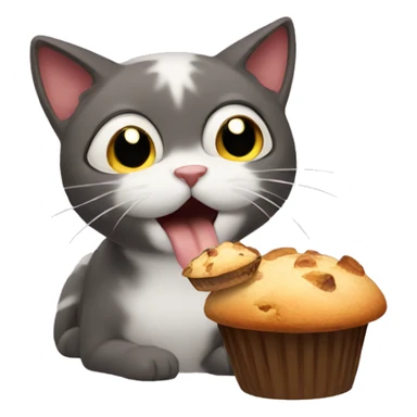 cat eating muffins sticker