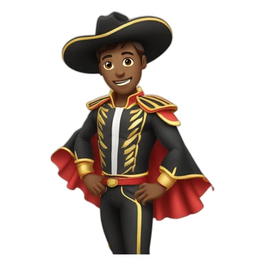 bullfighter greeting the public. with a bullfighter's hat. and with track runner clothes. sticker