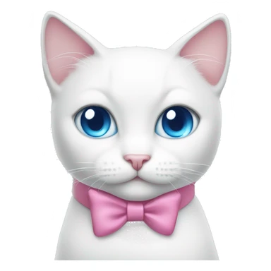 White cat pink bow blue eyes  sticker