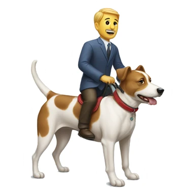 man ride a dog sticker
