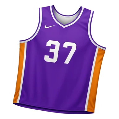 Cinematic Realistic image of a basketball jersey rendered in bold team colors with finely textured fabric and realistic creases, set against an energetic court backdrop with bright, dynamic lighting sticker