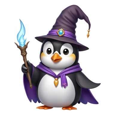 penguin wizard casting a spell sticker