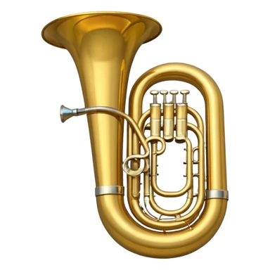 tuba with a shiny gold finish sticker