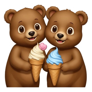 two bears sharing ice cream sticker