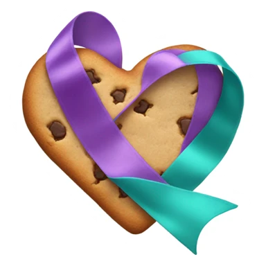 Cookie heart with teal purple support ribbon sticker