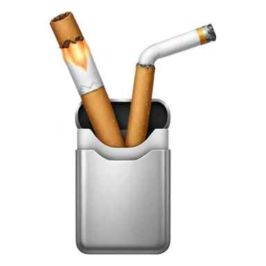 Minimalistic cigarette emoji, metallic black and white sticker