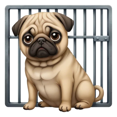 Pug in prison sticker