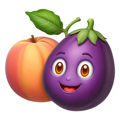 eggplant partially inside a peach, fun and cheeky sticker