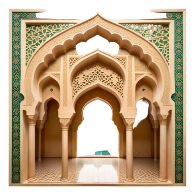 Alhambra – Cinematic Realistic Alhambra, depicted as a majestic Moorish palace with intricately carved arches, lush courtyards, and detailed tile work, bathed in soft golden light and dynamic shadows that highlight its opulent historical beauty. sticker