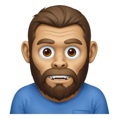 ancient ape, beard, blue shirt sticker