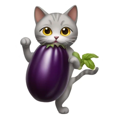 Cat holding eggplant sticker