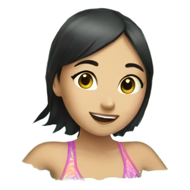 Asian girl swimming in money sticker