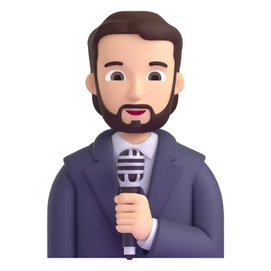 news reporter with microphone sticker