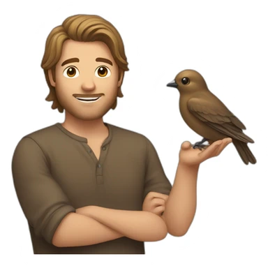 Man with a soft brown hair catch bird sticker