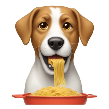 A dog eating pasta sticker