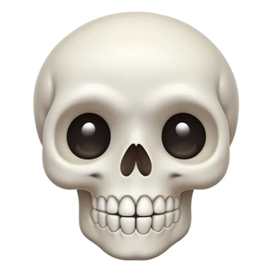A cute, white-colored skull with soft, rounded features and a friendly expression, looking whimsical not frightening sticker