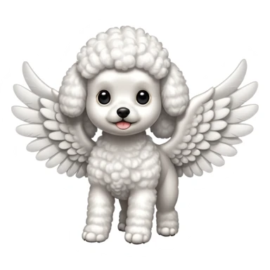 Perro french poodle mini blanco con Alas sticker