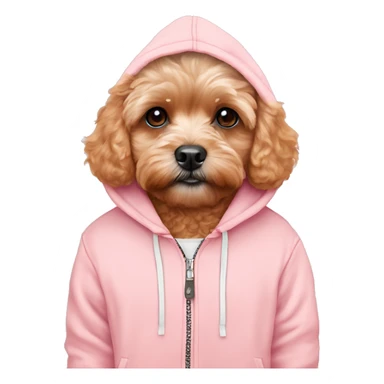 Red Maltipoo in pastel pink hoodie  sticker