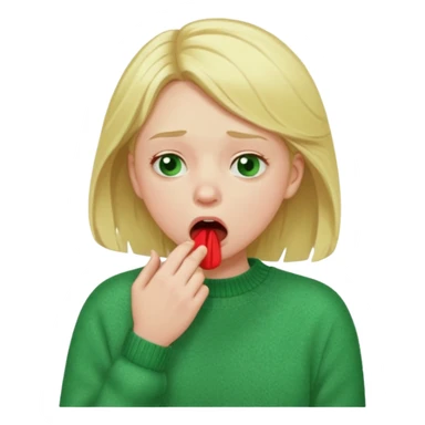 blonde girl in green jumper cough sticker