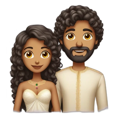 indian girl with curly hair marrying indian guy with straight hair and beard sticker