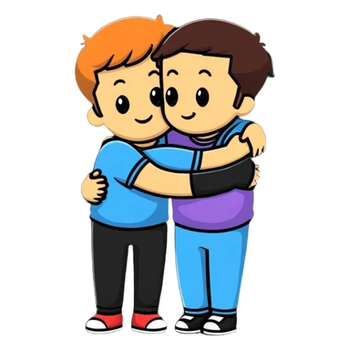 two friends hugging each other warmly sticker