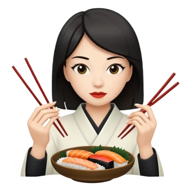 Woman eating sushi sticker