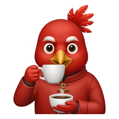 cardinal a cup of coffee sticker