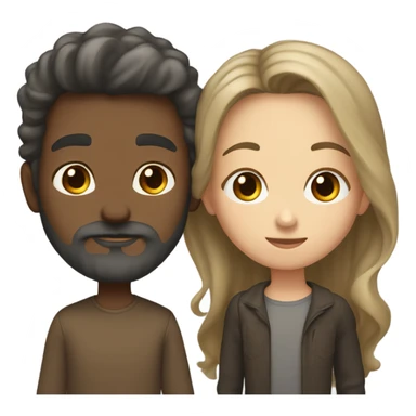 Girl with long dark brown wavy hair kissing tall boy with light brown hair and light brown and grey beard sticker