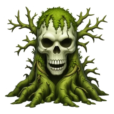 Creepy moss covered swamp trees. In the style of your bleeding skull art sticker