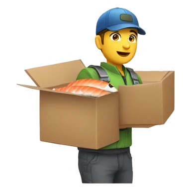  courier wich delivered sushi in the small box  sticker