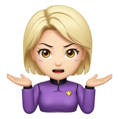 Chibi anime emoji of Nina Williams (Tekken), super-deformed proportions, big expressive eyes, minimal details, bold outlines, flat colors, cute facial expressions (smile, surprised, angry), sticker emoji style, clean background, wholesome and safe sticker
