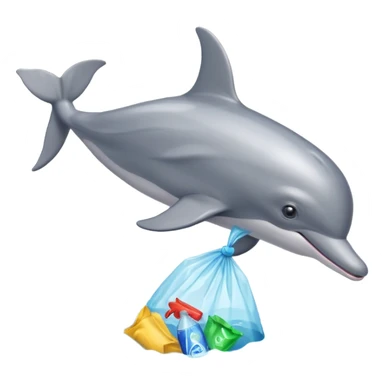 dolphin eat plastic waste bag sticker