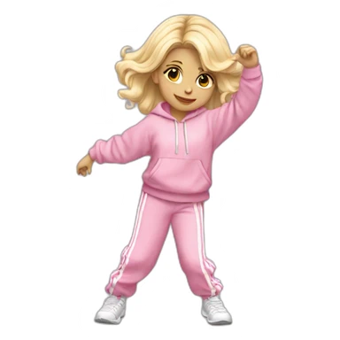 dancing-white-fair-haired-girl-pink-oversize-tracksuit sticker