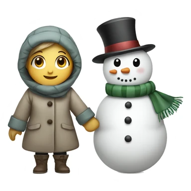 Snowman girl and snowman boy holding hands  sticker