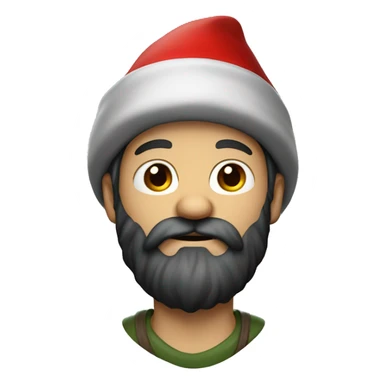 A white guy with a black beard wearing a red gnome hat sticker