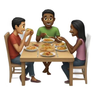 friends eating together sticker