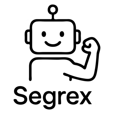 smiling robot head with an elbow sign and the word 'Segrex' sticker