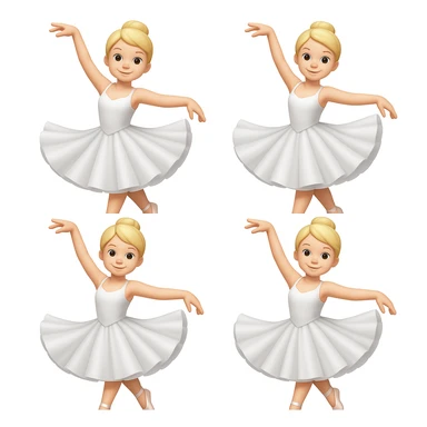 Create more blonde female ballet dancers in white dresses, similar style and pose to the reference image, in emoji style. Maintain the look and feel of the original emoji style in the edits. sticker