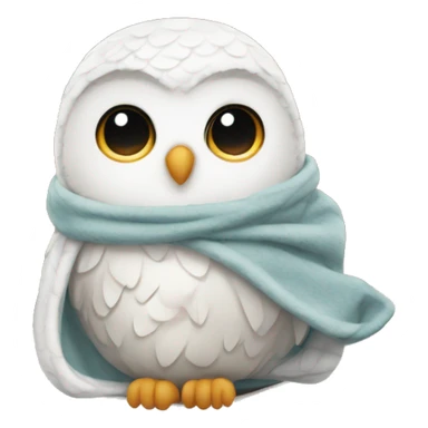 Snow Owl wrapped up in a nice warm cozy blanket sticker