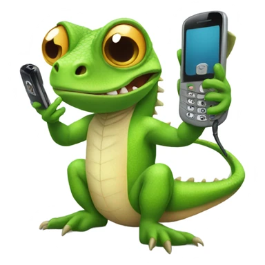 Lizard with a phone sticker