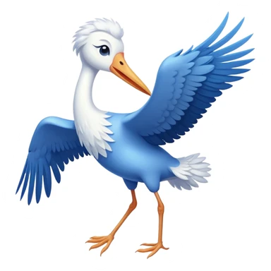 stork flying with a baby in a blue bundle sticker