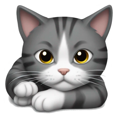 Un gato gris y negro chiquitito dormido hecho bola  sticker