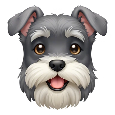 Cinematic Cute Yawning Miniature Schnauzer Portrait Emoji, Head cocked with a wide, adorable yawn and droopy, charming eyes, featuring a neatly trimmed, lovable salt-and-pepper fur, simplified yet irresistibly cute, highly detailed, glowing with a warm, relaxed radiance, high shine, exuding a sleepy yet spirited charm, styled with a soft, cozy glowing outline, capturing the essence of a Miniature Schnauzer mid-yawn, radiating pure, drowsy cuteness! sticker