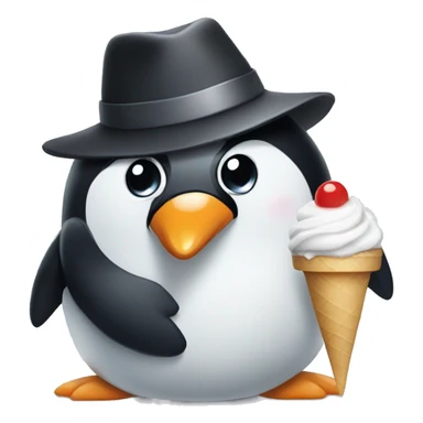 Penguin with a hat and a ice crean sticker
