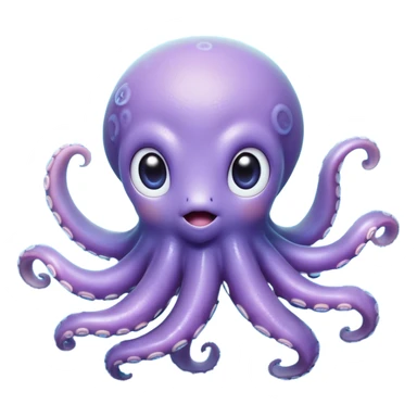 Cinematic Cute Baby Octopus Portrait Emoji, Head tilted slightly in a curious and endearing way, featuring a smooth, rounded light blue-purple body with enormous, sparkling eyes filled with warmth and innocence, delicate tentacles curling playfully, Simplified yet irresistibly adorable features, highly detailed, glowing with a soft, dreamy marine glow, high shine, affectionate and gentle, stylized with a touch of whimsical deep-sea charm, soft glowing outline, capturing the essence of a tiny, inquisitive octopus that looks ready to gently drift into your heart! sticker