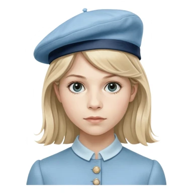 Clemence Poesy is Fleur Delacour in harry potter, light blue dress, light blue classic French beret – soft, round, and slightly tilted to one side. sticker