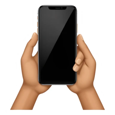 one hand showing iphone 17 pro with black screen frontal view, only hand and phone sticker