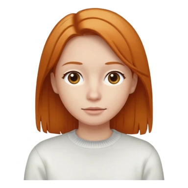 Ginger straight hair with a white jumper sticker